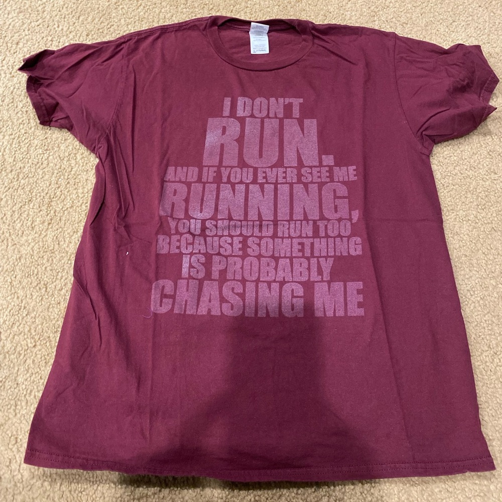 Funny running shirt size large euc